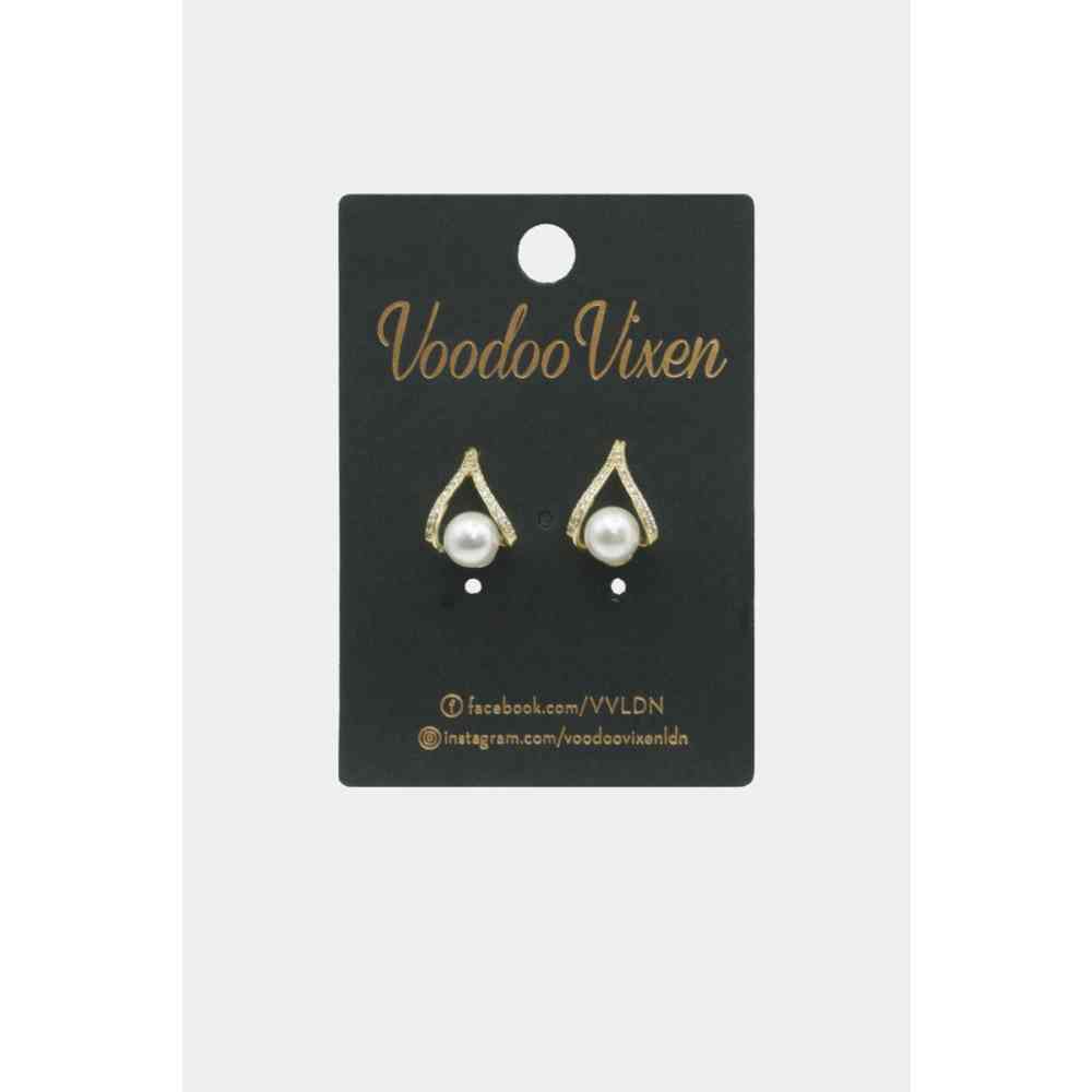 Voodoo Vixen - Pearl Teardrop Des boucles d'oreilles - Couleur or